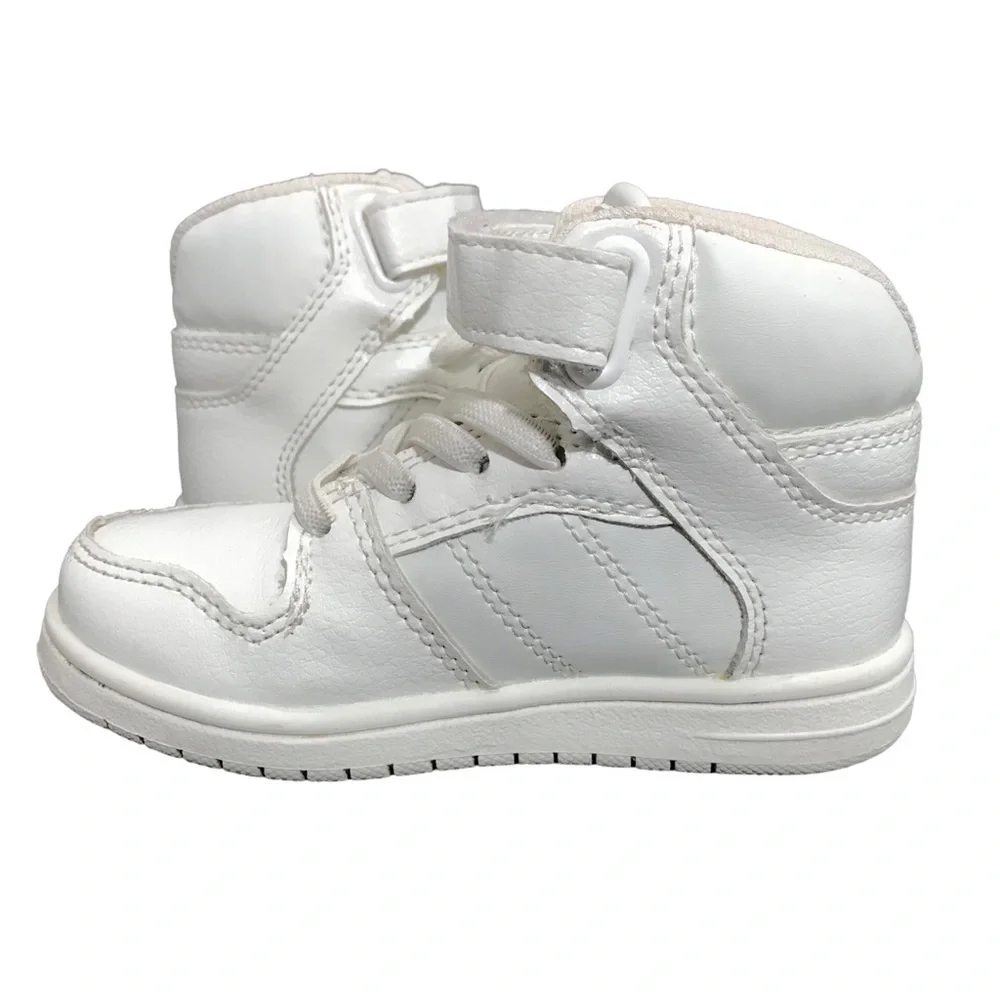 The Children’s Place White High Top Hook and Loop Lace Up Sneakers EUC